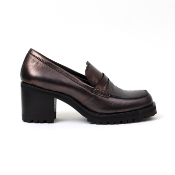 mocassins à talons kepler metalisé marron Nimal