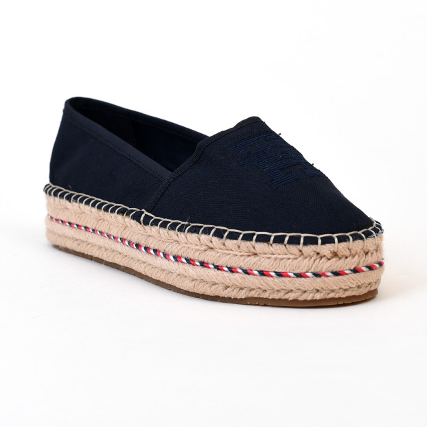espadrilles embroidered flatform bleu Tommy Hilfiger