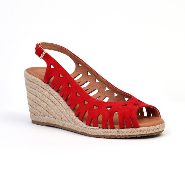 espadrilles compensées sarah rouge Emilie Karston