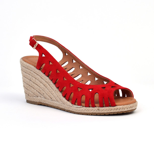 espadrilles compensées sarah rouge Emilie Karston
