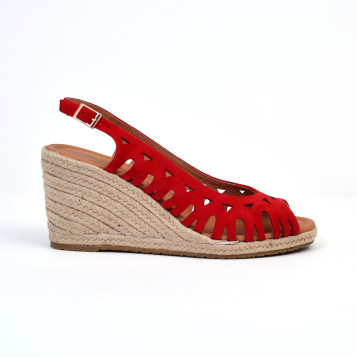 espadrilles compensées sarah rouge Emilie Karston