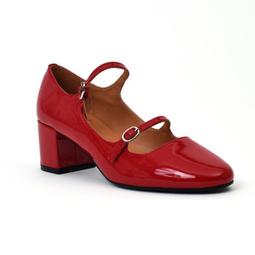 escarpins bride arrière pivoine rouge Emilie Karston