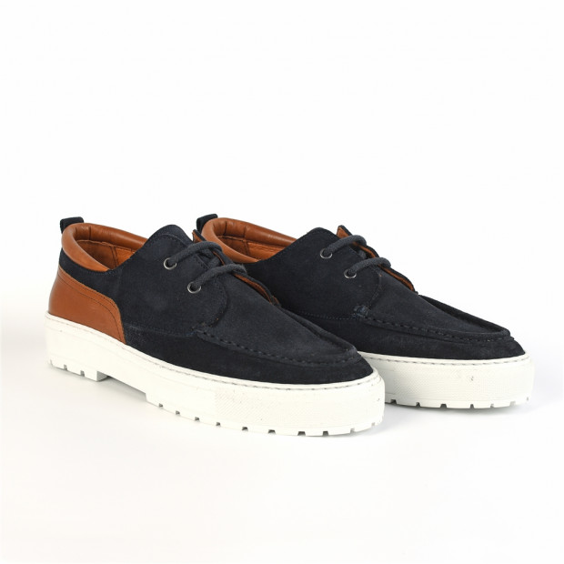 chaussures à lacets laker boat azul/cognac schmoove