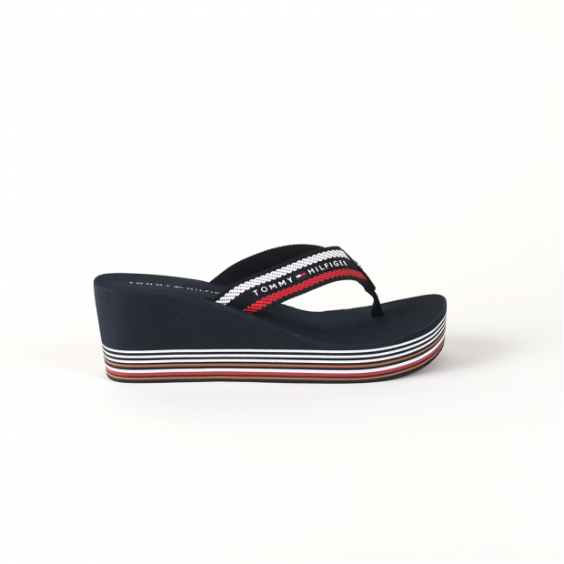 sandales & nu-pieds stripy wedge beach sandal bleu marine Tommy Hilfiger