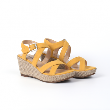 sandales compensées darel jaune JB Martin