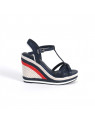 sandales & nu-pieds strappy high wedge navy Tommy Hilfiger